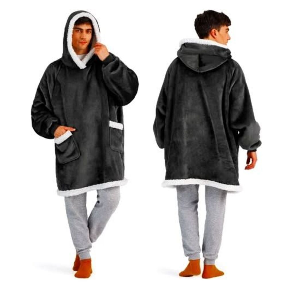 Bedsure Blanket Hoodie, Wearable Blanket for A Hooded Blanket Sweatshirt dk gray